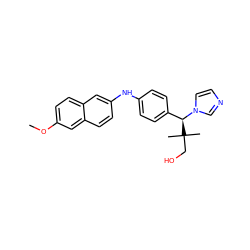 COc1ccc2cc(Nc3ccc([C@@H](n4ccnc4)C(C)(C)CO)cc3)ccc2c1 ZINC000072116956