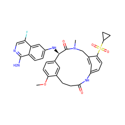 COc1ccc2cc1CCC(=O)Nc1ccc(S(=O)(=O)C3CC3)c(c1)CN(C)C(=O)[C@@H]2Nc1ccc2c(N)ncc(F)c2c1 ZINC000221849905
