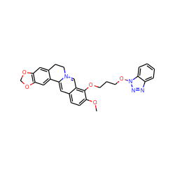 COc1ccc2cc3[n+](cc2c1OCCCOn1nnc2ccccc21)CCc1cc2c(cc1-3)OCO2 ZINC000045388323