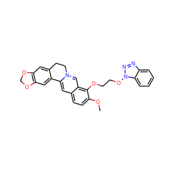 COc1ccc2cc3[n+](cc2c1OCCOn1nnc2ccccc21)CCc1cc2c(cc1-3)OCO2 ZINC000045373441