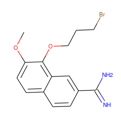 COc1ccc2ccc(C(=N)N)cc2c1OCCCBr ZINC000043068505