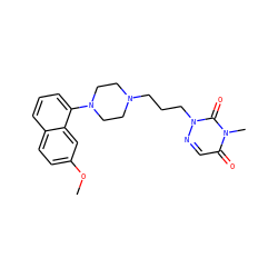 COc1ccc2cccc(N3CCN(CCCn4ncc(=O)n(C)c4=O)CC3)c2c1 ZINC000299822730