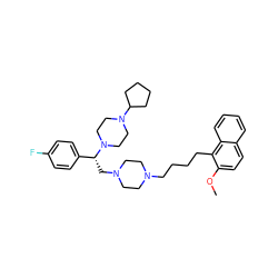 COc1ccc2ccccc2c1CCCCN1CCN(C[C@H](c2ccc(F)cc2)N2CCN(C3CCCC3)CC2)CC1 ZINC000028646286