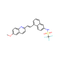 COc1ccc2nc(/C=C/c3cccc4cc(NS(=O)(=O)C(F)(F)F)ccc34)ccc2c1 ZINC000013560075