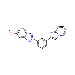 COc1ccc2nc(-c3cccc(-c4cn5ccccc5n4)c3)[nH]c2c1 ZINC000073196190