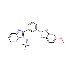 COc1ccc2nc(-c3cccc(-c4nc5ccccn5c4NC(C)(C)C)c3)[nH]c2c1 ZINC000073159311