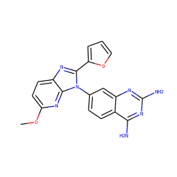 COc1ccc2nc(-c3ccco3)n(-c3ccc4c(N)nc(N)nc4c3)c2n1 ZINC000169706543