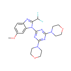 COc1ccc2nc(C(F)F)n(-c3nc(N4CCOCC4)nc(N4CCOCC4)n3)c2c1 ZINC000095582469