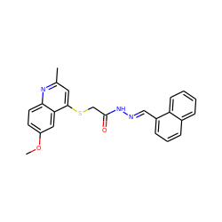 COc1ccc2nc(C)cc(SCC(=O)N/N=C/c3cccc4ccccc34)c2c1 ZINC000000871136