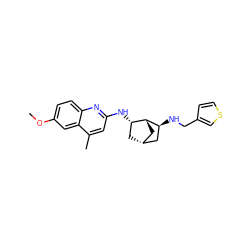 COc1ccc2nc(N[C@H]3C[C@H]4C[C@H](NCc5ccsc5)[C@@H]3C4)cc(C)c2c1 ZINC000028950860