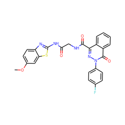 COc1ccc2nc(NC(=O)CNC(=O)c3nn(-c4ccc(F)cc4)c(=O)c4ccccc34)sc2c1 ZINC000095583912