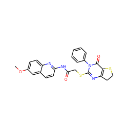 COc1ccc2nc(NC(=O)CSc3nc4c(c(=O)n3-c3ccccc3)SCC4)ccc2c1 ZINC000095585080