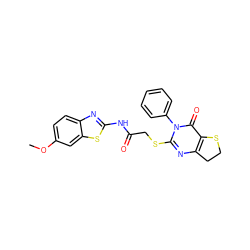 COc1ccc2nc(NC(=O)CSc3nc4c(c(=O)n3-c3ccccc3)SCC4)sc2c1 ZINC000095585099