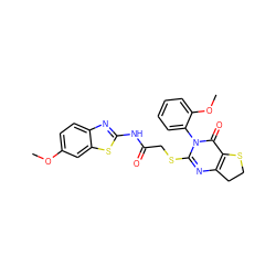 COc1ccc2nc(NC(=O)CSc3nc4c(c(=O)n3-c3ccccc3OC)SCC4)sc2c1 ZINC000095585684