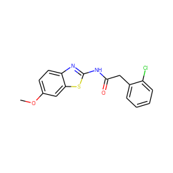 COc1ccc2nc(NC(=O)Cc3ccccc3Cl)sc2c1 ZINC000003479236