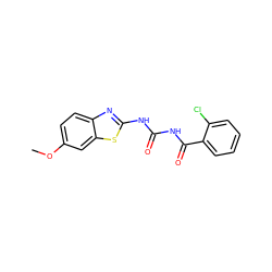 COc1ccc2nc(NC(=O)NC(=O)c3ccccc3Cl)sc2c1 ZINC000299829748