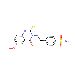 COc1ccc2nc(S)n(CCc3ccc(S(N)(=O)=O)cc3)c(=O)c2c1 ZINC000653833452