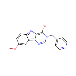 COc1ccc2nc3c(O)n(Cc4ccncc4)cnc-3c2c1 ZINC000101897736