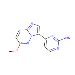 COc1ccc2ncc(-c3ccnc(N)n3)n2n1 ZINC001772582609