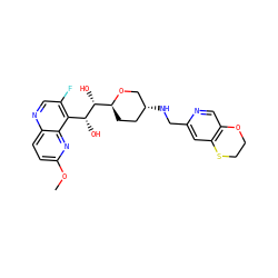 COc1ccc2ncc(F)c([C@@H](O)[C@H](O)[C@@H]3CC[C@@H](NCc4cc5c(cn4)OCCS5)CO3)c2n1 ZINC000096284026