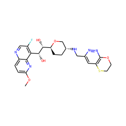 COc1ccc2ncc(F)c([C@@H](O)[C@H](O)[C@@H]3CC[C@@H](NCc4cc5c(nn4)OCCS5)CO3)c2n1 ZINC000096284025