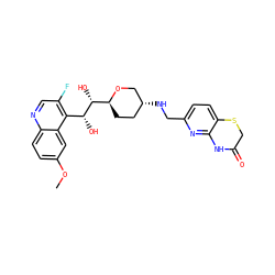 COc1ccc2ncc(F)c([C@@H](O)[C@H](O)[C@@H]3CC[C@@H](NCc4ccc5c(n4)NC(=O)CS5)CO3)c2c1 ZINC000096284032