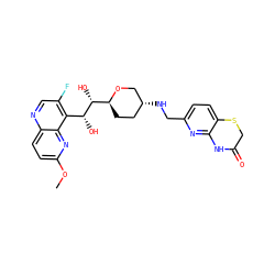 COc1ccc2ncc(F)c([C@@H](O)[C@H](O)[C@@H]3CC[C@@H](NCc4ccc5c(n4)NC(=O)CS5)CO3)c2n1 ZINC000096284045