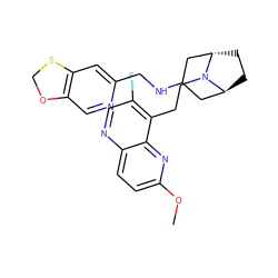 COc1ccc2ncc(F)c(CCN3[C@H]4CC[C@H]3CC(NCc3cc5c(cn3)OCS5)C4)c2n1 ZINC000100089033