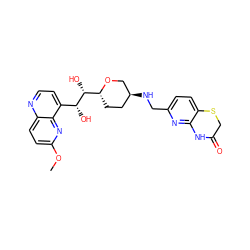 COc1ccc2nccc([C@@H](O)[C@H](O)[C@H]3CC[C@H](NCc4ccc5c(n4)NC(=O)CS5)CO3)c2n1 ZINC000096284037