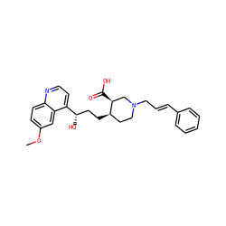 COc1ccc2nccc([C@@H](O)CC[C@@H]3CCN(C/C=C/c4ccccc4)C[C@@H]3C(=O)O)c2c1 ZINC000096905573