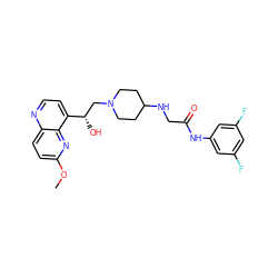 COc1ccc2nccc([C@@H](O)CN3CCC(NCC(=O)Nc4cc(F)cc(F)c4)CC3)c2n1 ZINC000045334672