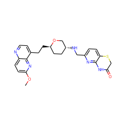 COc1ccc2nccc(CC[C@@H]3CC[C@@H](NCc4ccc5c(n4)NC(=O)CS5)CO3)c2n1 ZINC000096284049