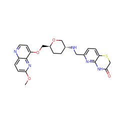 COc1ccc2nccc(OC[C@@H]3CC[C@@H](NCc4ccc5c(n4)NC(=O)CS5)CO3)c2n1 ZINC000096284042