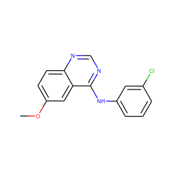 COc1ccc2ncnc(Nc3cccc(Cl)c3)c2c1 ZINC000000016982