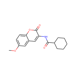 COc1ccc2oc(=O)c(NC(=O)C3CCCCC3)cc2c1 ZINC000000381541