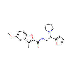 COc1ccc2oc(C(=O)NC[C@@H](c3ccco3)N3CCCC3)c(C)c2c1 ZINC000009532725