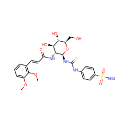 COc1cccc(/C=C/C(=O)N[C@H]2[C@H](NC(=S)Nc3ccc(S(N)(=O)=O)cc3)O[C@H](CO)[C@@H](O)[C@@H]2O)c1OC ZINC001772602482