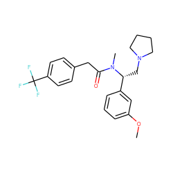 COc1cccc([C@@H](CN2CCCC2)N(C)C(=O)Cc2ccc(C(F)(F)F)cc2)c1 ZINC000028340307