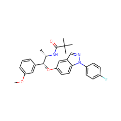 COc1cccc([C@@H](Oc2ccc3c(cnn3-c3ccc(F)cc3)c2)[C@H](C)NC(=O)C(C)(C)C)c1 ZINC000114682353