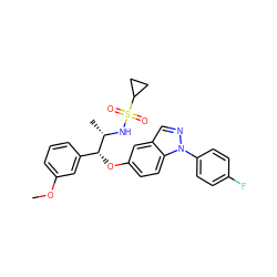 COc1cccc([C@@H](Oc2ccc3c(cnn3-c3ccc(F)cc3)c2)[C@H](C)NS(=O)(=O)C2CC2)c1 ZINC001772572928