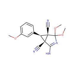 COc1cccc([C@@H]2[C@@]3(C#N)C(N)=NC(OC)(OC)[C@@]23C#N)c1 ZINC000013146755