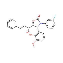 COc1cccc([C@@H]2[C@@H]([C@H](O)CCc3ccccc3)OC(=O)N2c2cccc(F)c2)c1O ZINC000029129236