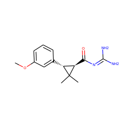 COc1cccc([C@@H]2[C@@H](C(=O)N=C(N)N)C2(C)C)c1 ZINC000013864219