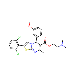 COc1cccc([C@@H]2C(C(=O)OCCN(C)C)=C(C)N=C3SC(c4c(Cl)cccc4Cl)=CN32)c1 ZINC000029340467