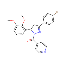 COc1cccc([C@@H]2CC(c3ccc(Br)cc3)=NN2C(=O)c2ccncc2)c1OC ZINC000010013867