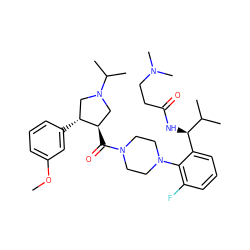 COc1cccc([C@@H]2CN(C(C)C)C[C@H]2C(=O)N2CCN(c3c(F)cccc3[C@@H](NC(=O)CCN(C)C)C(C)C)CC2)c1 ZINC000029130593