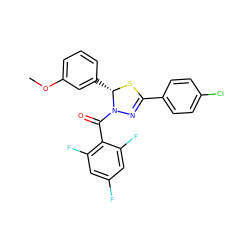 COc1cccc([C@@H]2SC(c3ccc(Cl)cc3)=NN2C(=O)c2c(F)cc(F)cc2F)c1 ZINC000014972937