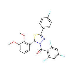 COc1cccc([C@@H]2SC(c3ccc(F)cc3)=NN2C(=O)c2c(F)cc(F)cc2F)c1OC ZINC000014972818