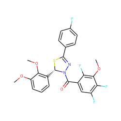 COc1cccc([C@@H]2SC(c3ccc(F)cc3)=NN2C(=O)c2cc(F)c(F)c(OC)c2F)c1OC ZINC000014972922