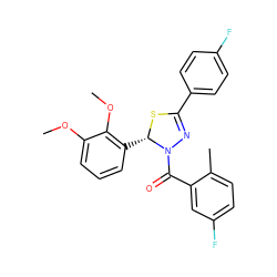 COc1cccc([C@@H]2SC(c3ccc(F)cc3)=NN2C(=O)c2cc(F)ccc2C)c1OC ZINC000014972899